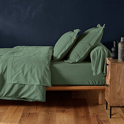 Acheter Douceur D'Interieur Drap Housse Lina 160x200cm Vert Cèdre