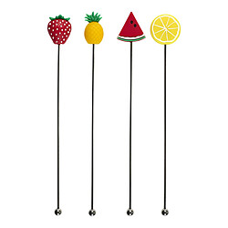 Paris Prix Lot de 4 Agitateurs à Cocktail Fruits 18cm Multicolore