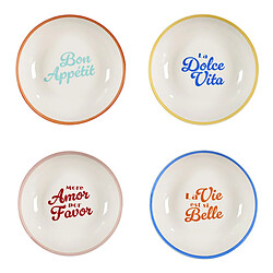 Paris Prix Lot de 4 Assiettes Creuses Dolce Vita 20cm Multicolore