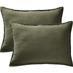 Lot de 2 taies d'oreiller "Soline" 60 x 60 cm & 50 x 70 cm "Lin lavé" l'Effet Papillon