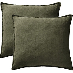 Lot de 2 taies d'oreiller "Soline" 60 x 60 cm & 50 x 70 cm "Lin lavé" l'Effet Papillon