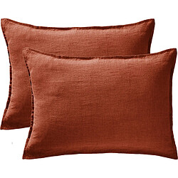 Lot de 2 taies d'oreiller "Soline" 60 x 60 cm & 50 x 70 cm "Lin lavé" l'Effet Papillon