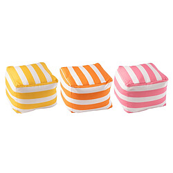 Paris Prix Lot de 3 Poufs à Rayures Spiaggia 45cm Multicolore