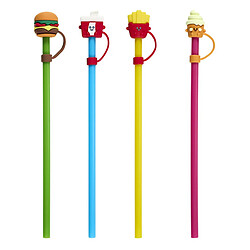 Paris Prix Lot de 4 Pailles Avec Embout Fast Food 24cm Multicolore