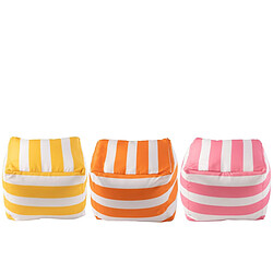 Paris Prix Lot de 3 Poufs à Rayures Spiaggia 45cm Multicolore