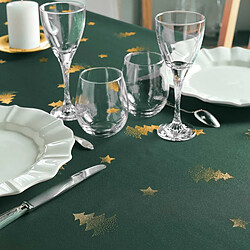 Acheter Douceur D'Interieur Nappe Imprimé Sapin 150x300cm Vert & Or