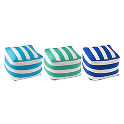 Paris Prix Lot de 3 Poufs à Rayures Spiaggia 45cm Bleu & Vert