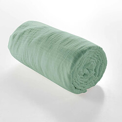 Avis Douceur D'Interieur Drap Housse en Gaze de Coton Angelia 160x200cm Vert Sauge