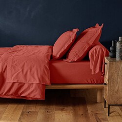 Acheter Douceur D'Interieur Drap Housse Lina 140x190cm Terracotta