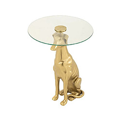 Mes Table d'appoint ronde chien 46x58 cm en aluminium doré