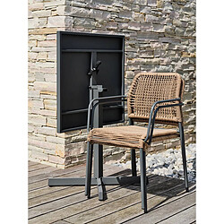 Paris Prix Ensemble Table de jardin & 2 Fauteuils Louise & Marceau 74cm Anthracite & Marron pas cher
