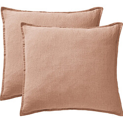 Lot de 2 taies d'oreiller "Soline" 60 x 60 cm & 50 x 70 cm "Lin lavé" l'Effet Papillon