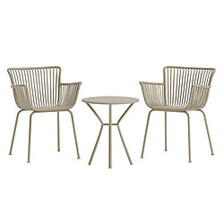 Paris Prix Ensemble Table de Jardin & 2 Chaises Sifnos 60cm Beige