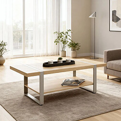 Acheter Paris Prix Table Basse 2 Niveaux Evy 120cm Naturel & Gris