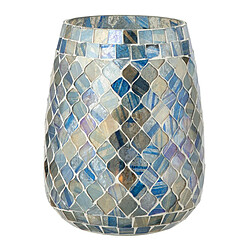 Paris Prix Photophore Mosaïque en Verre Marlon 16cm Bleu