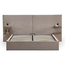 Paris Prix Lit Coffre Avec Tablettes & USB Mike 140x190cm Taupe