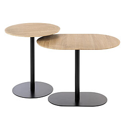 Paris Prix Lot de 2 Tables d'Appoint Fay 55cm Noir & Naturel