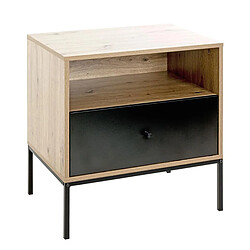 Paris Prix Table de Chevet 1 Tiroir Rito 60cm Naturel & Noir