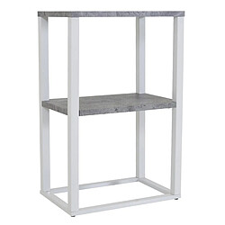 Paris Prix Table de Chevet Double Rise 68cm Gris & Blanc