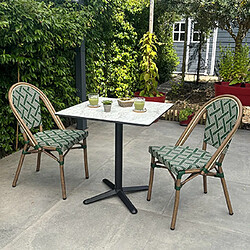 Mes Ensemble repas 2 places style bistot en HPL blanc et vert - MARAIS