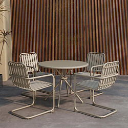Avis Paris Prix Ensemble Table de Jardin & 4 Chaises Chios 90cm Beige