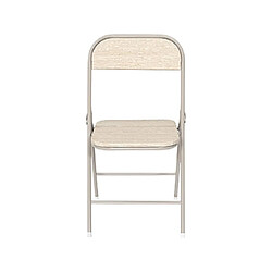 Mes Lot de 4 chaises pliantes en métal et décor travertin - NOVYA