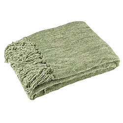 Paris Prix Plaid à Franges Chenille 130x170cm Vert Mousse