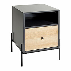 Paris Prix Table de Chevet 1 Tiroir Ali 60cm Anthracite & Naturel