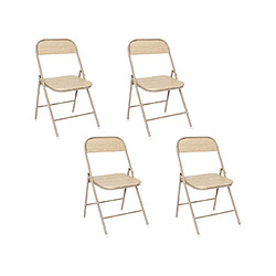 Mes Lot de 4 chaises pliantes en métal et décor travertin - NOVYA