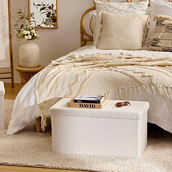 Acheter Atmosphera Pouf Coffre Double Bouclette Jaiko 76cm Blanc