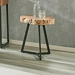 Mes Table d'appoint rondelle de bois 45x45x50 cm en acacia et acier