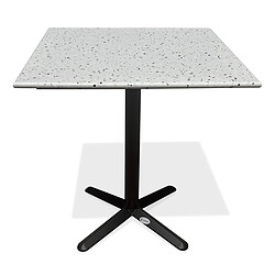 Paris Prix Table de Jardin Carrée en Terrazzo Bistro 70cm Blanc