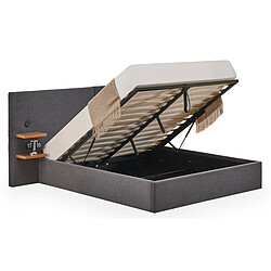 Paris Prix Lit Coffre Avec Tablettes & USB Mike 140x190cm Gris