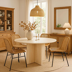 Paris Prix Table à Manger Effet Travertin Mindy 120cm Beige pas cher