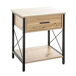 Paris Prix Table de Chevet 1 Tiroir Jodi 60cm Naturel & Noir