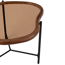 Mes Table basse organique 64x45x48 cm en verre fumé et bois pas cher