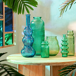 Paris Prix Photophore Design en Verre Ligné 35cm Vert Clair
