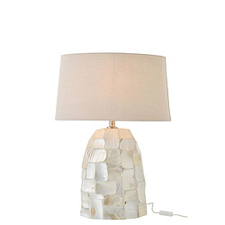 Paris Prix Lampe à Poser Coquillage Effet Perlé 67cm Blanc Cassé