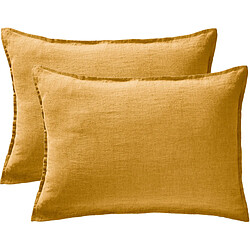 Lot de 2 taies d'oreiller "Soline" 60 x 60 cm & 50 x 70 cm "Lin lavé" l'Effet Papillon