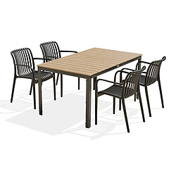 Paris Prix Ensemble Table de Jardin & 4 Fauteuils Boston & Tiago 150cm Gris Anthracite