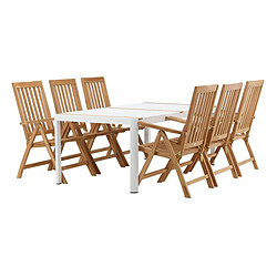 Paris Prix Ensemble Table de Jardin & 6 Chaises Togo & Kenya 200cm Blanc & Naturel