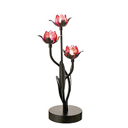 Paris Prix Lampe à Poser à LED Fleur 36cm Noir & Rose
