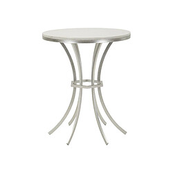 Paris Prix Table d'Appoint Ronde Istanbul 68cm Blanc & Argent