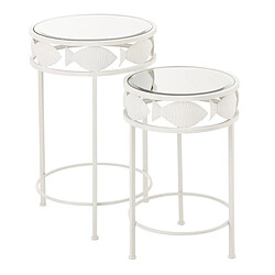 Paris Prix Lot de 2 Tables d'Appoint Poisson 59cm Blanc