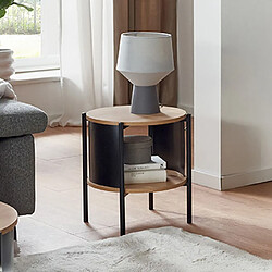 Mes Table d'appoint double plateau 44x44 cm en bois et métal noir - ERZKA