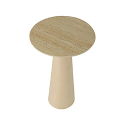 Mes Table d'appoint ronde 40x63 cm en céramique effet travertin beige