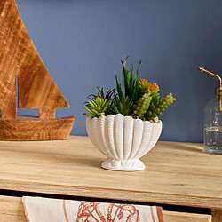 Atmosphera Composition Artificielle Pot Coquillage Ocea 20cm Blanc