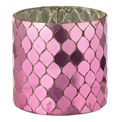 Paris Prix Photophore Mosaïque en Verre Pop 12cm Fuchsia
