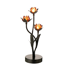 Paris Prix Lampe à Poser à LED Fleur 36cm Noir & Orange