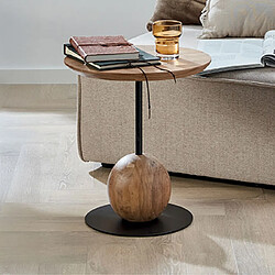 Mes Table d'appoint ronde 40x45 cm en bois et métal - KAORI
